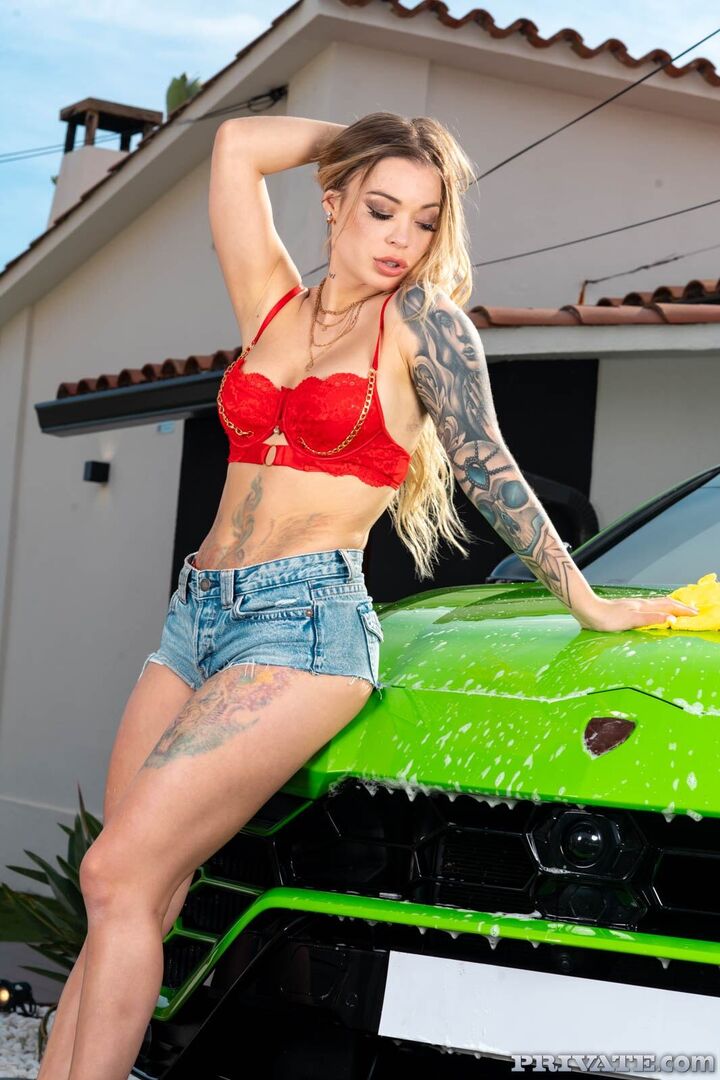 Misha Maver, Busty Blonde Washes Car and Enjoys Anal