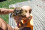 Blonde girl plays with her ass