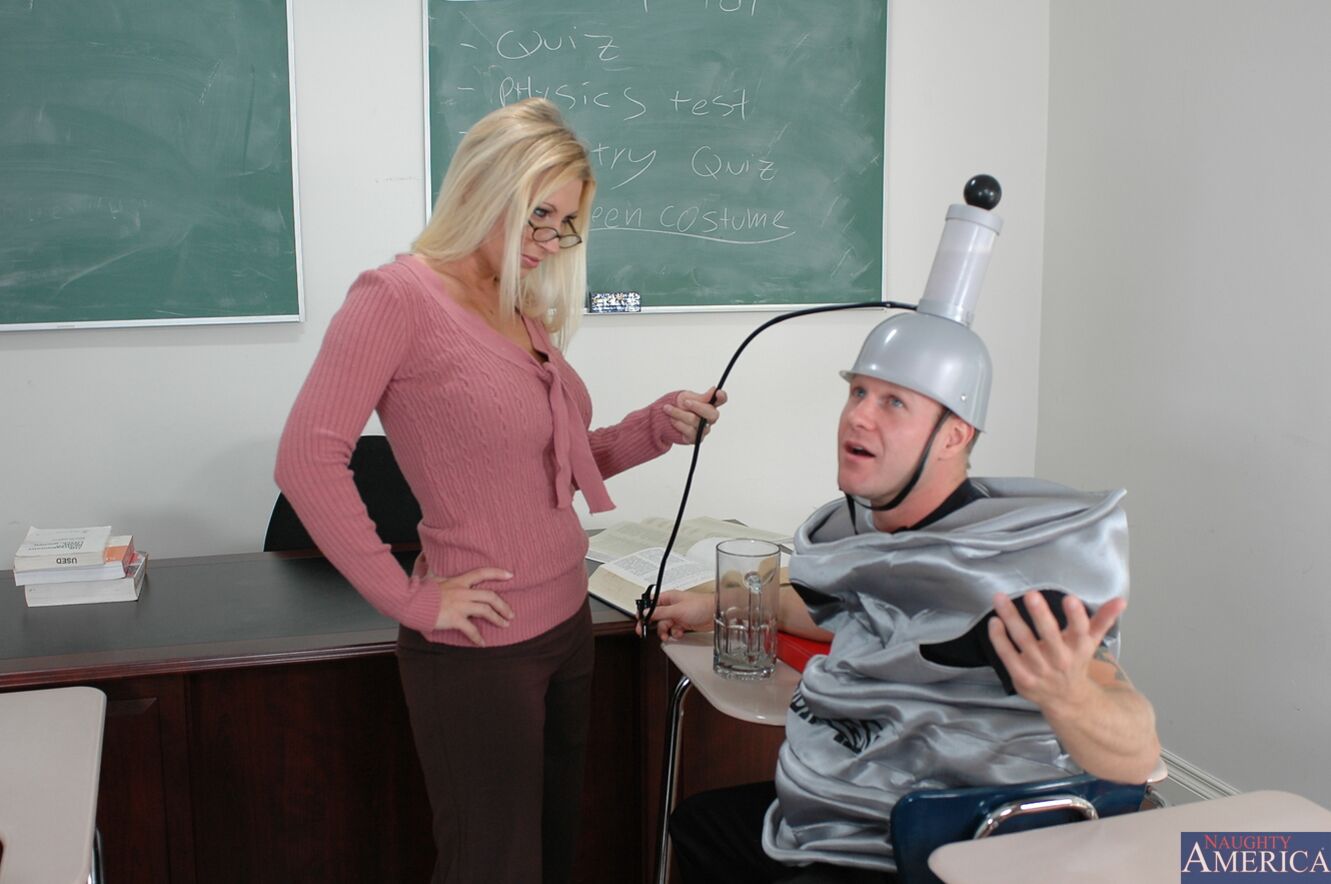American Devon Lee fucking in the classroom with her tits