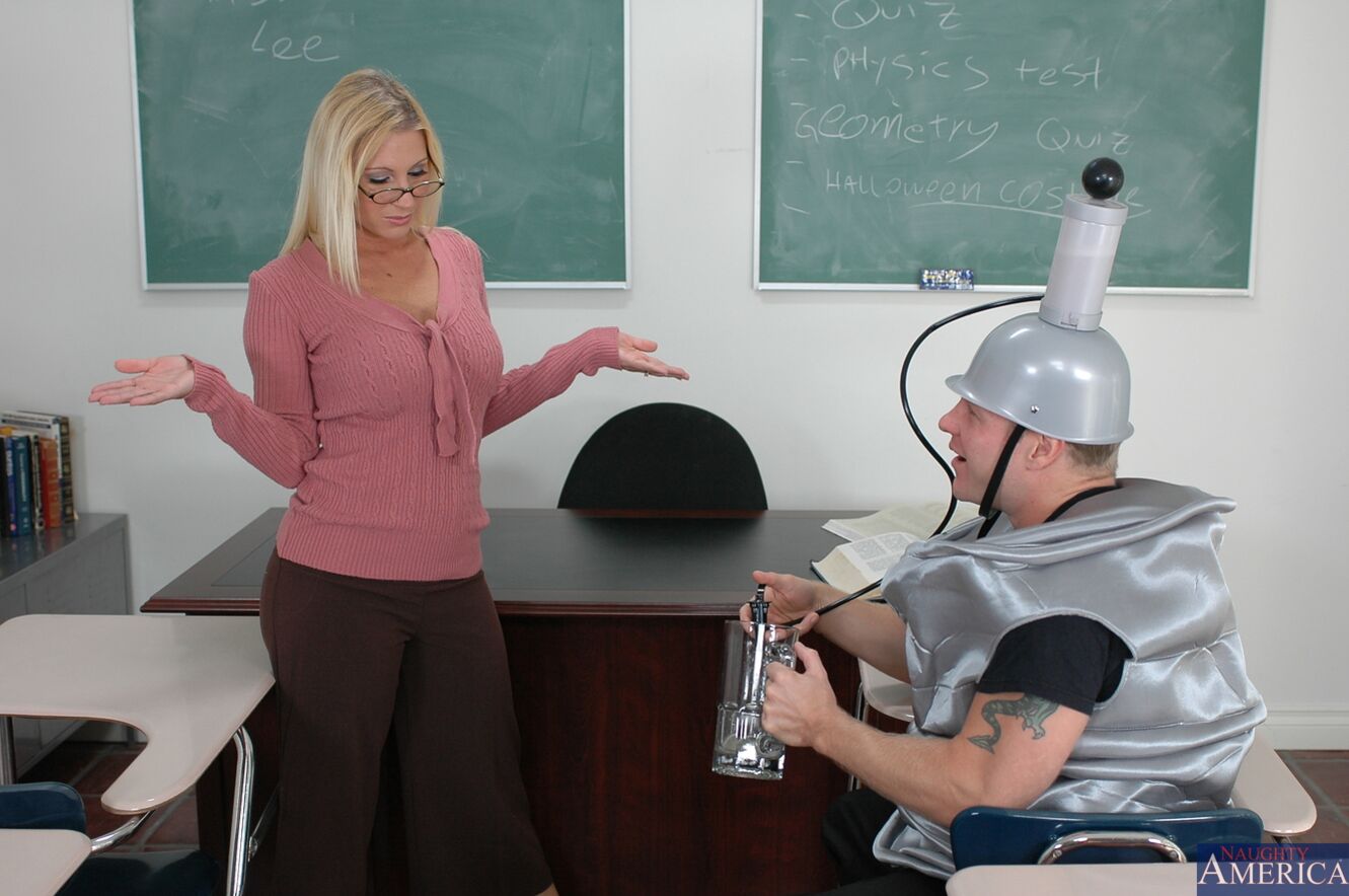 American Devon Lee fucking in the classroom with her tits