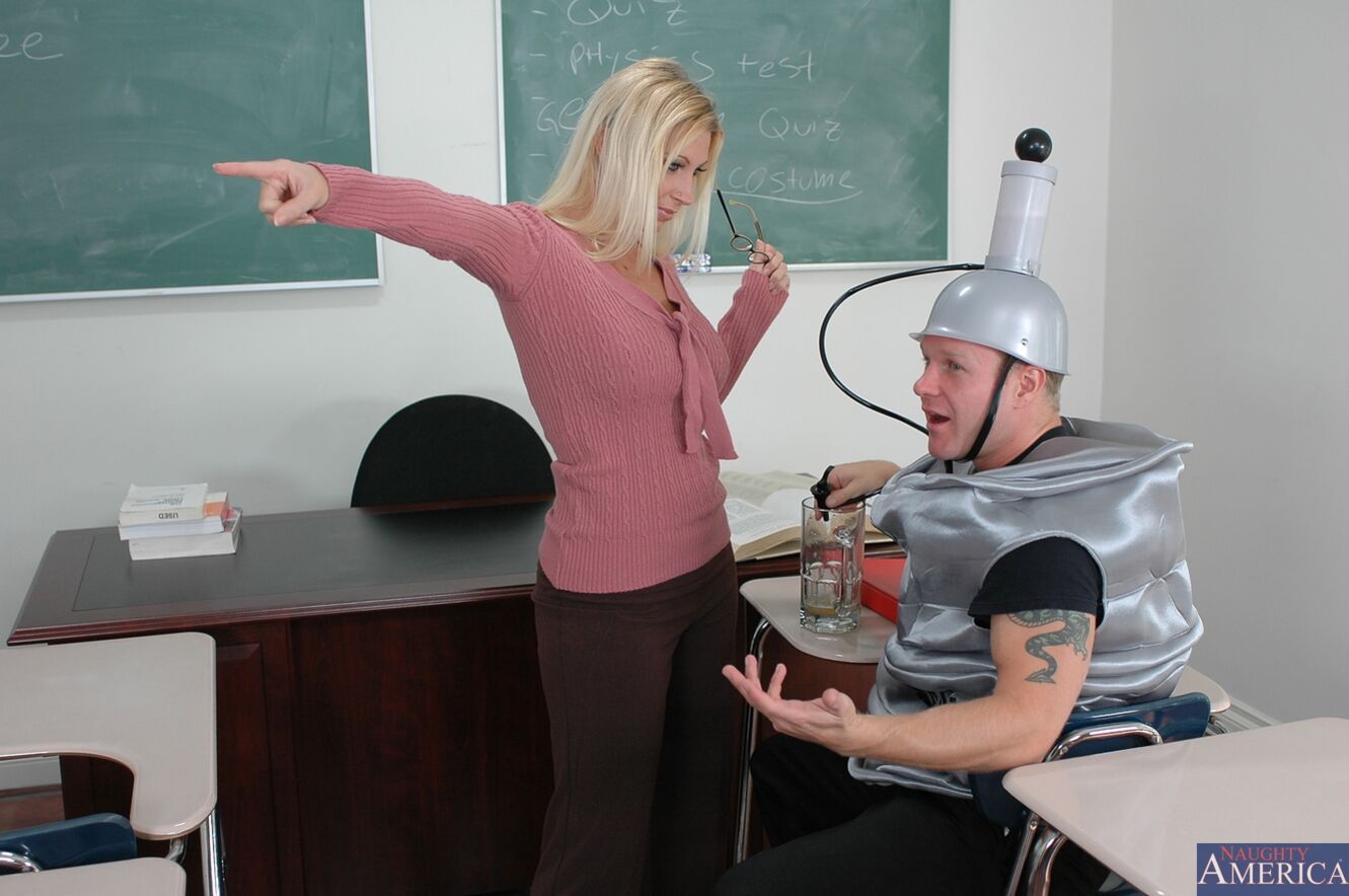 American Devon Lee fucking in the classroom with her tits