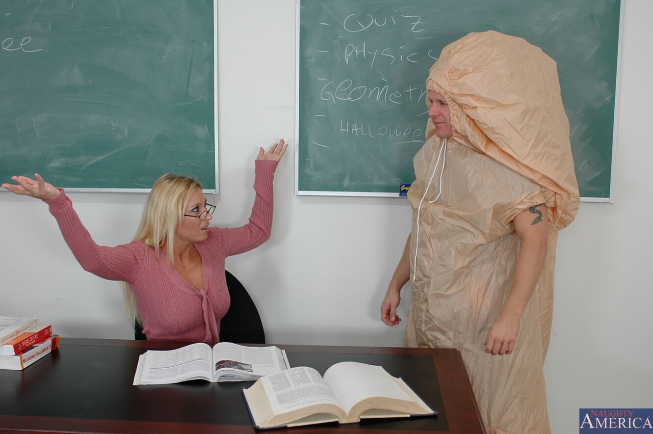 American Devon Lee fucking in the classroom with her tits