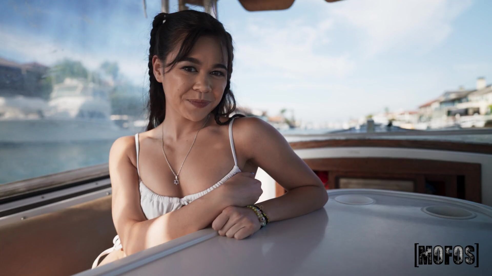 Gymnast Shows Her Tricks on the Boat