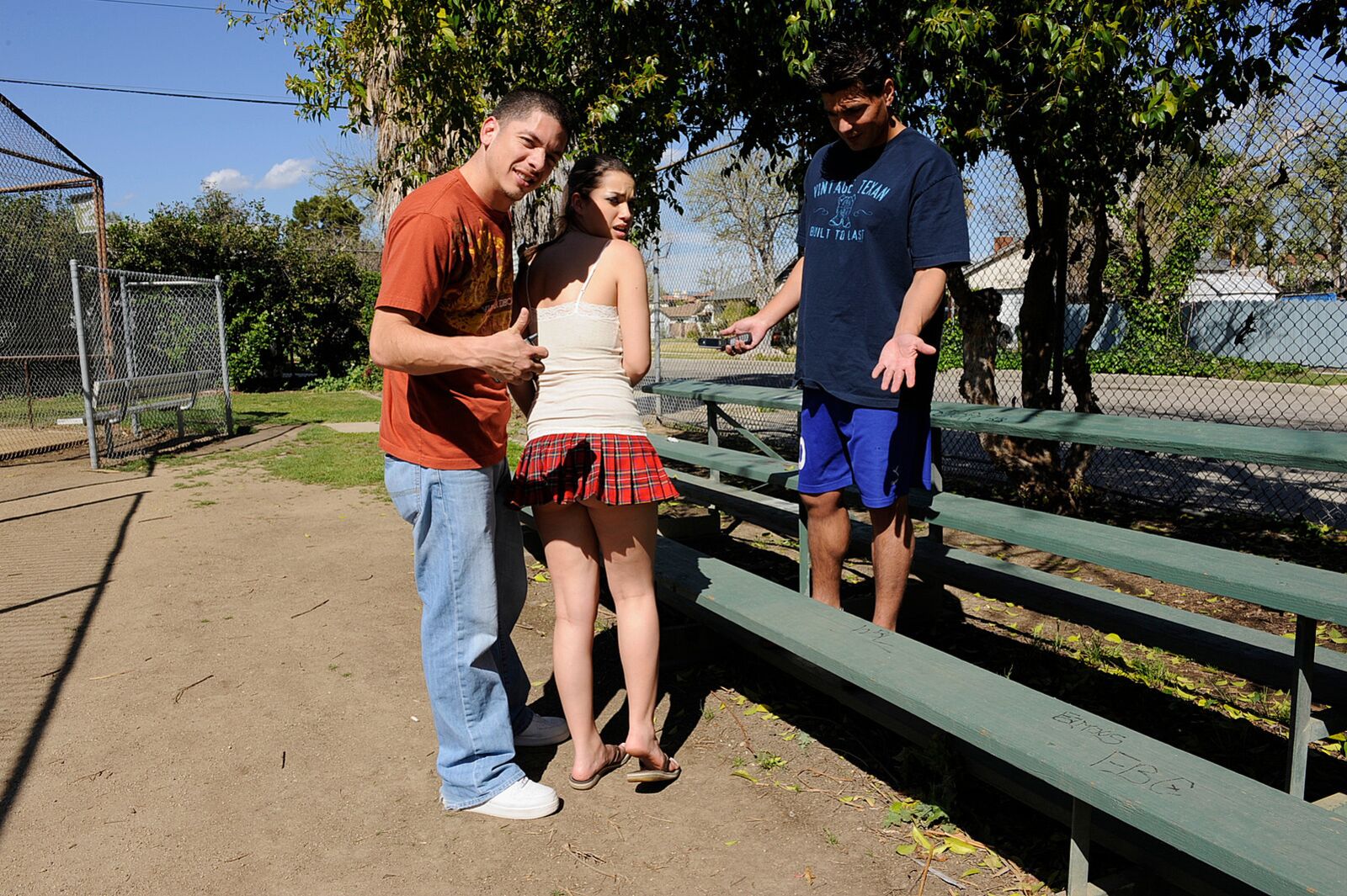 Hot Slut Found At The Park Enjoys Two Big Dicks