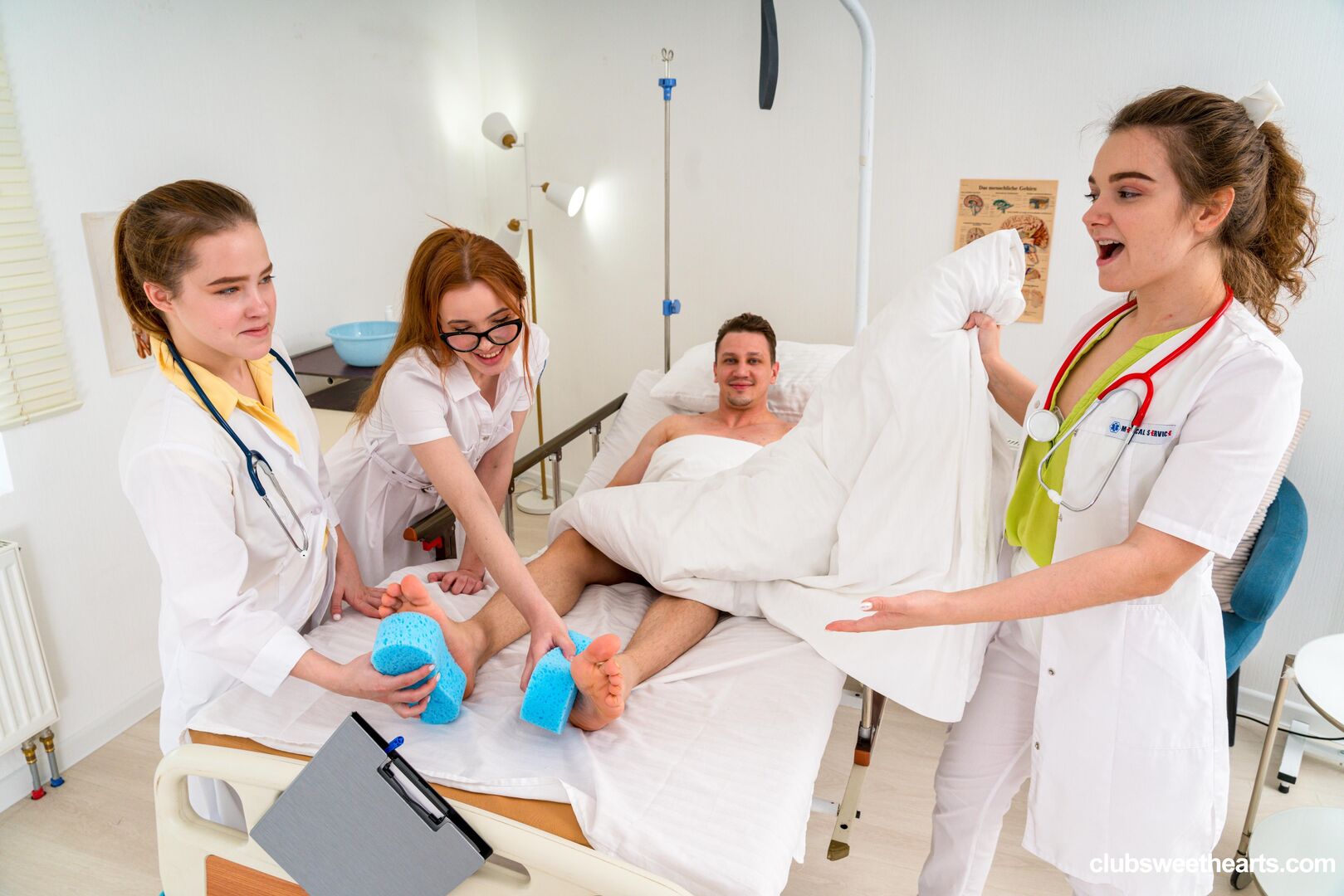 Naughty Nurses: Sponge bath fun 1/3