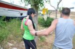Huge naturals get fucked outside