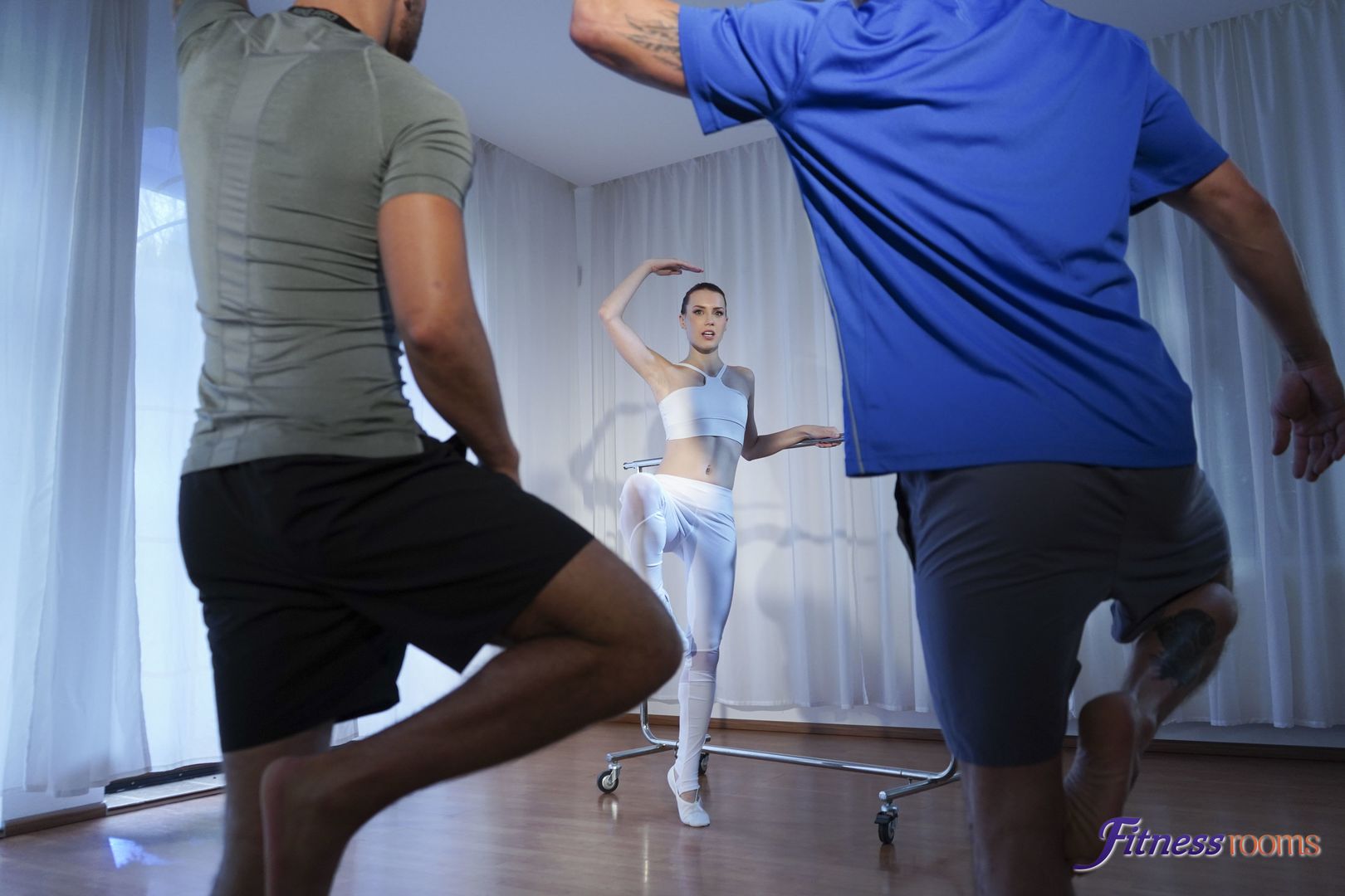 Ballet teacher threesome with hunks