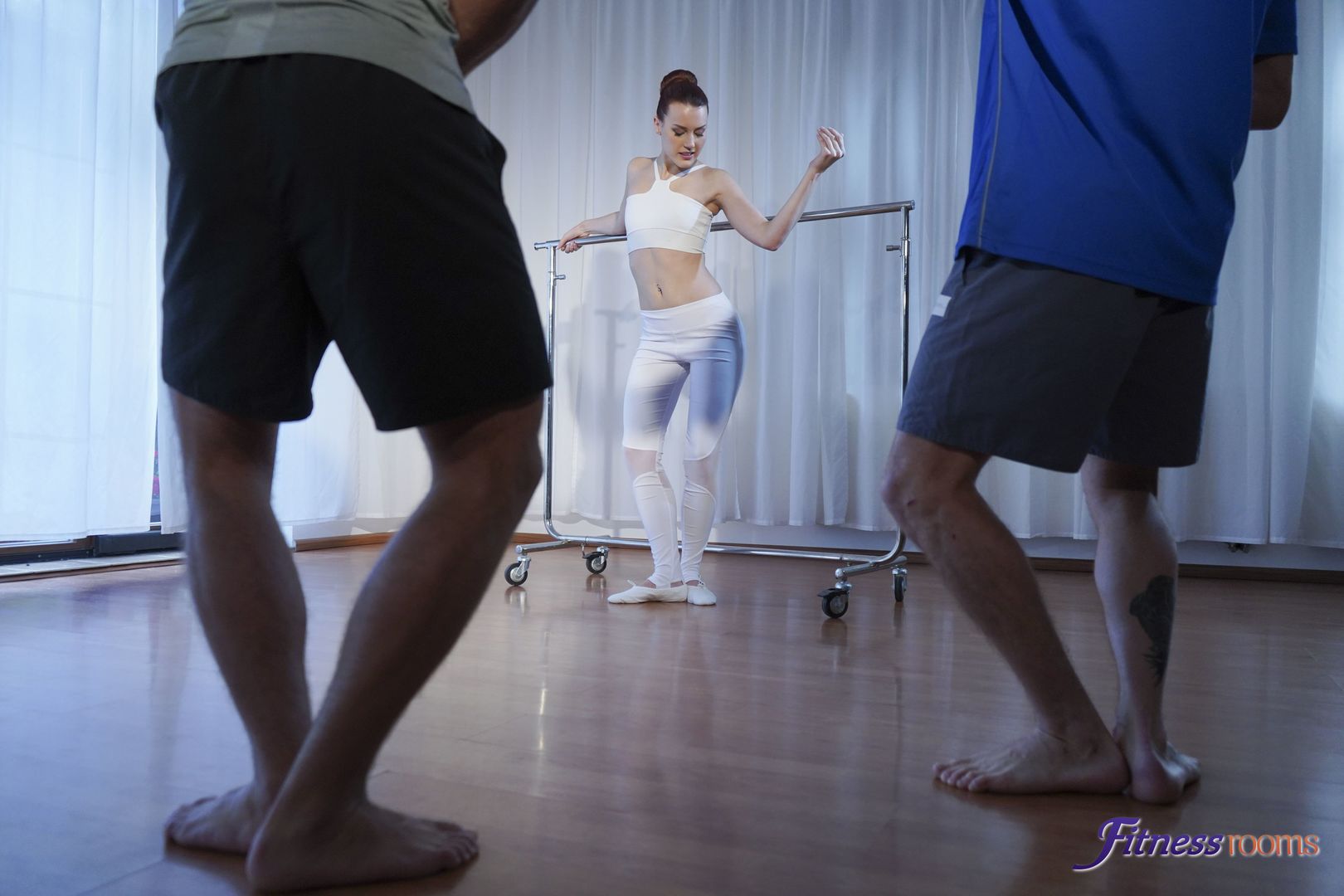 Ballet teacher threesome with hunks