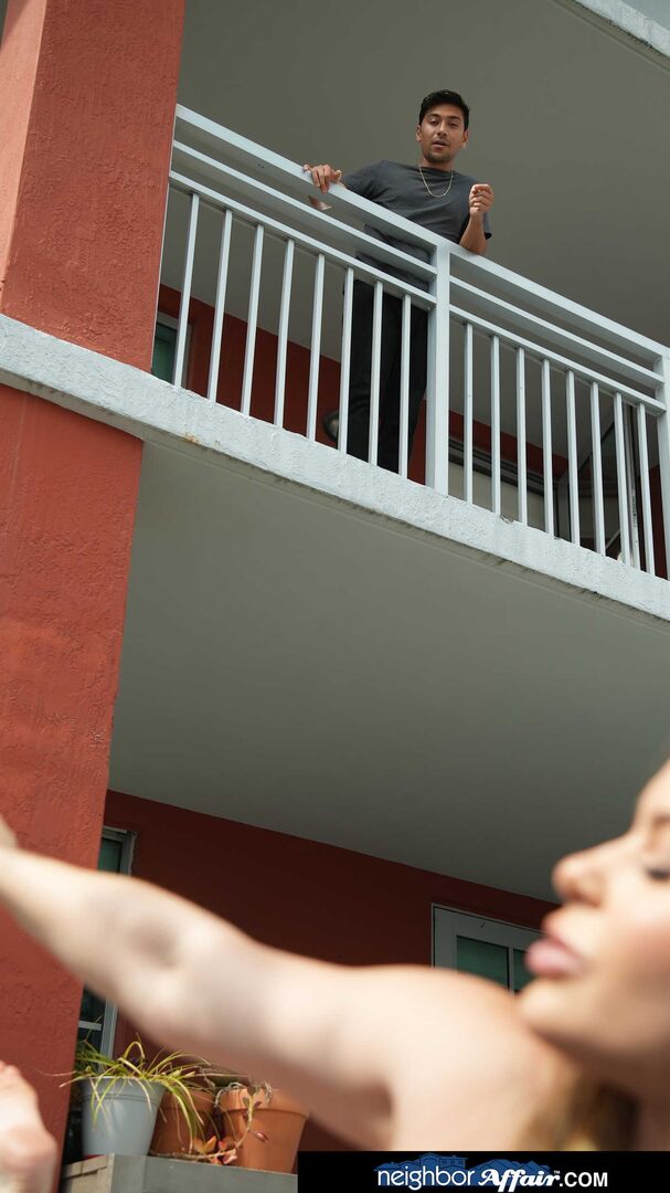 Sexy neighbor Nicole Aria is hot and horny and looking to get some cock