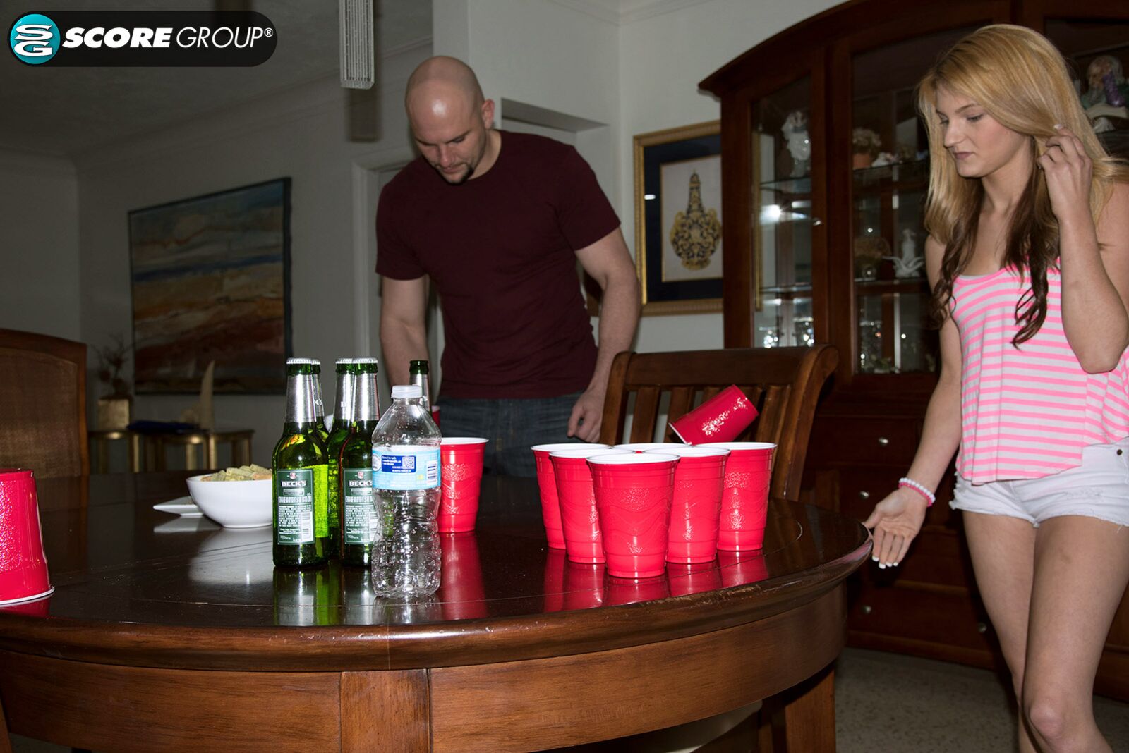 STRIP PONG IS ALL FUN AND GAMES, ESPECIALLY WHEN HOPE SUCKS AND FUCKS A BIG STUD UNTIL SHE GETS CUM ON HER FACE.