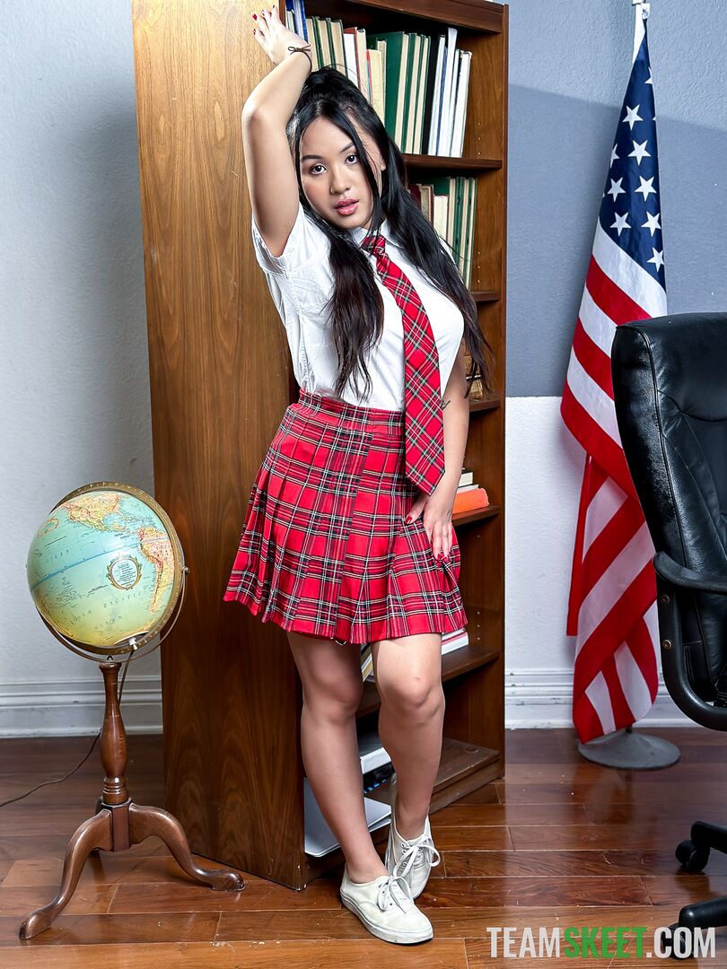 Risky Teacher Fucks Two Asian Students during school hours