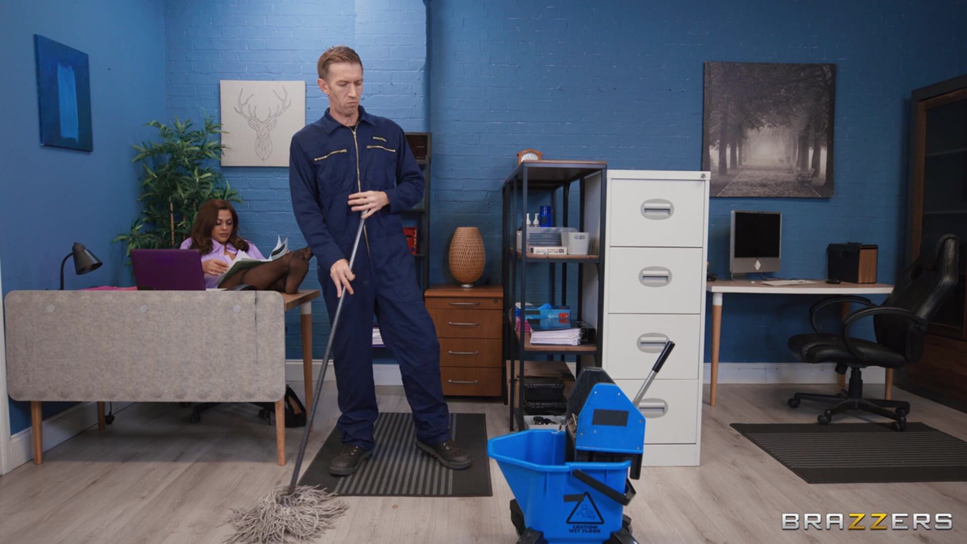 Sneaky Footjob For the Voyeur Janitor