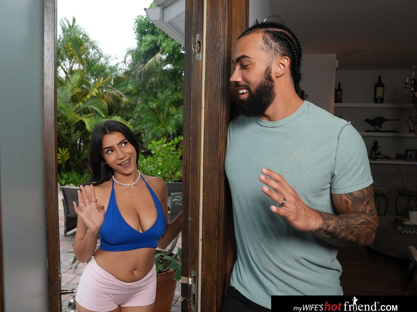Roxie Sinner seduces friend's husband by playing with her pussy in front of him