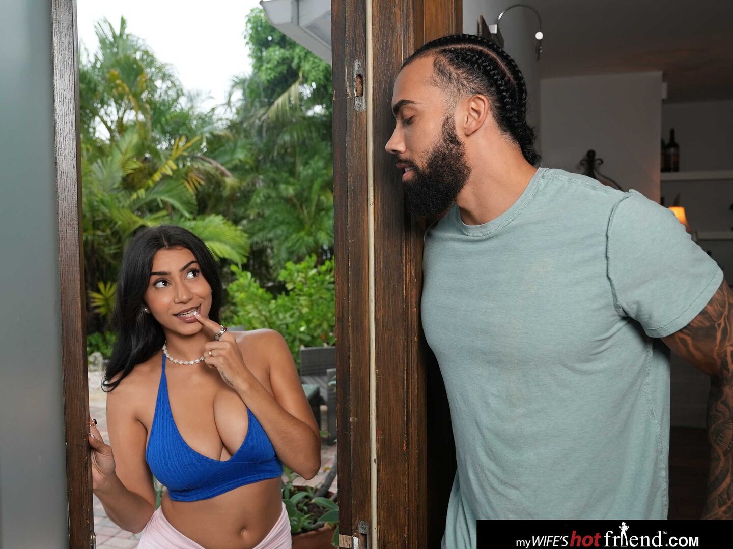 Roxie Sinner seduces friend's husband by playing with her pussy in front of him