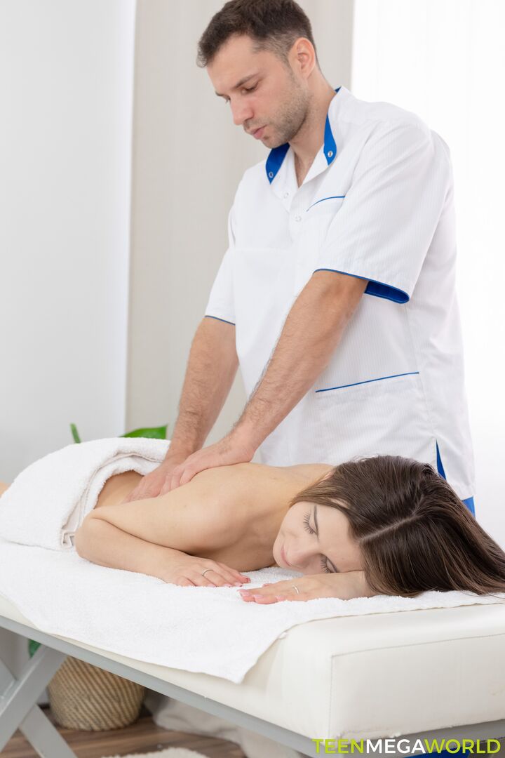 Big orgasm on massage table