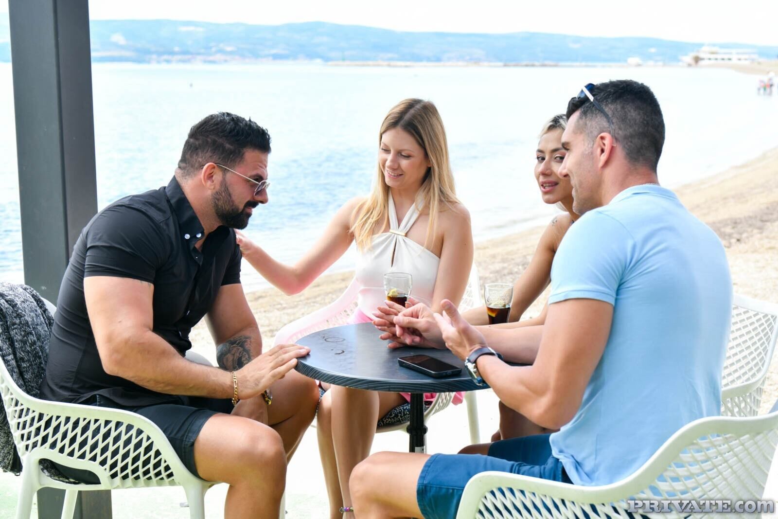 Veronica Leal and Rebecca Volpetti Enjoy a DP Orgy in the Pool