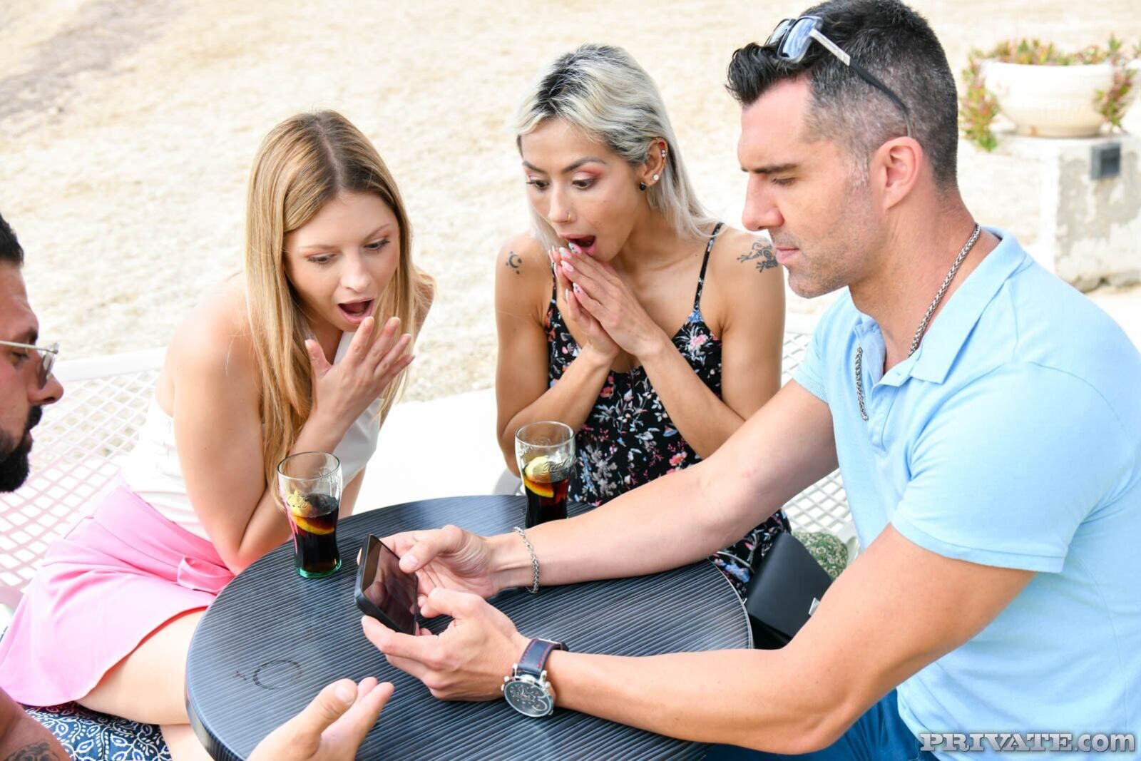 Veronica Leal and Rebecca Volpetti Enjoy a DP Orgy in the Pool