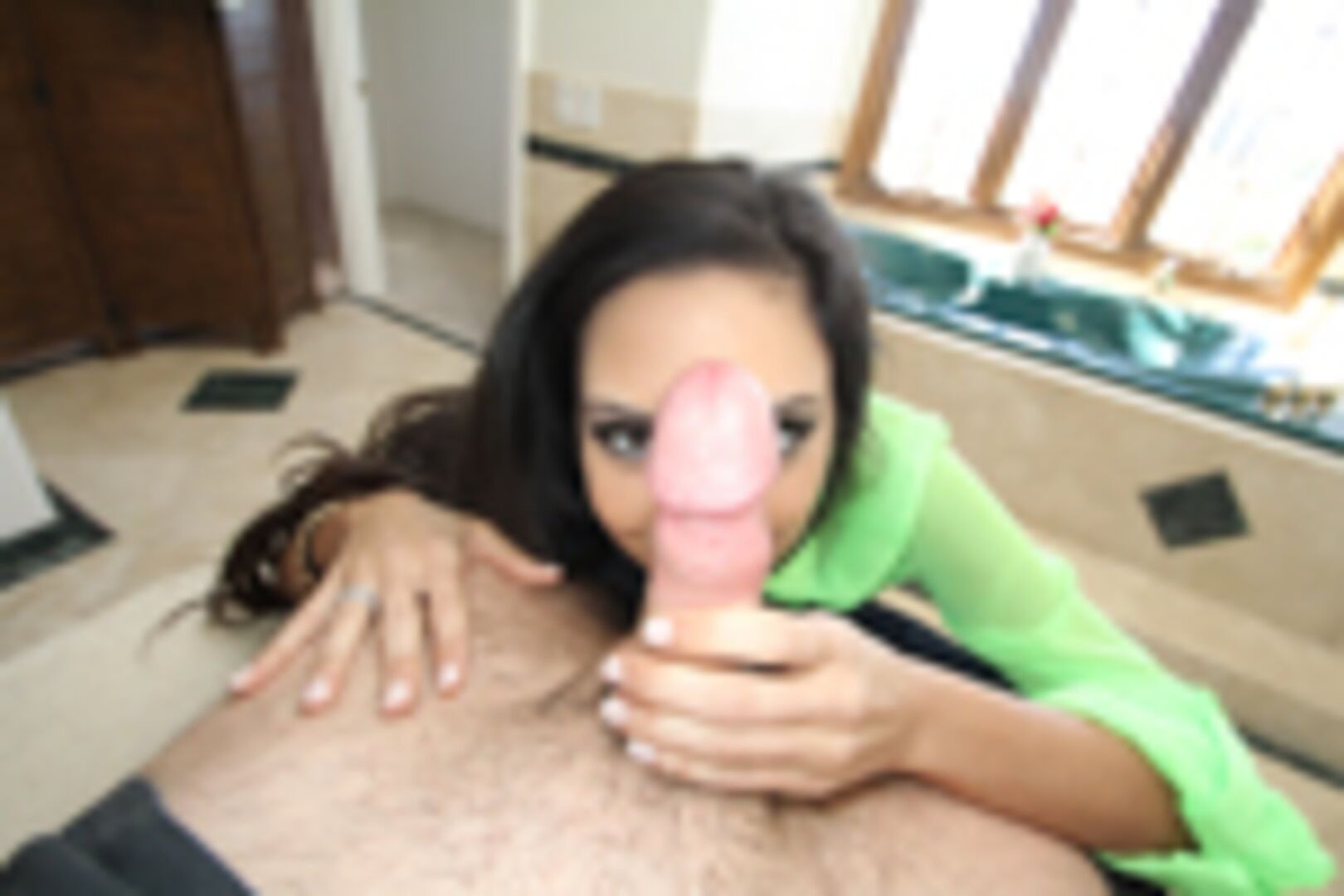 She jerks him off till he cums all over her tits