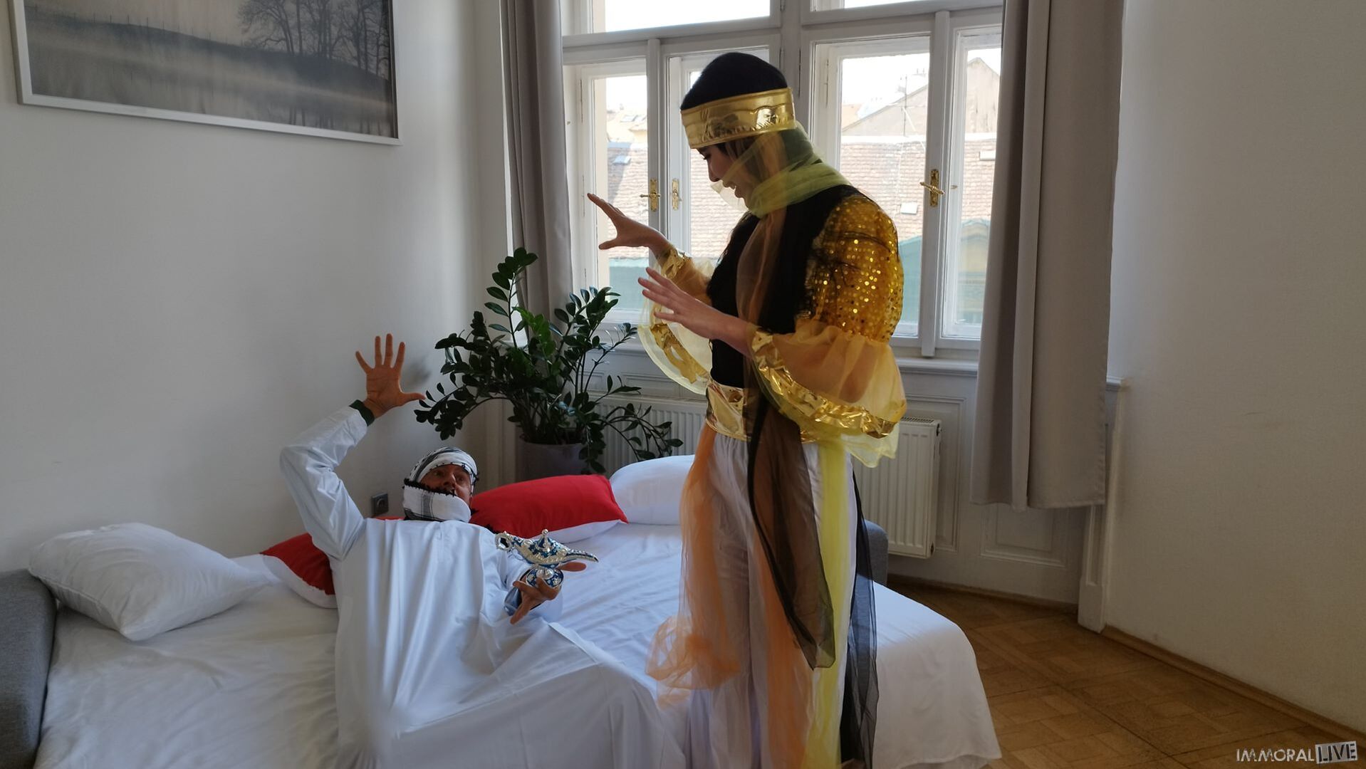Exotic Genie Demands Big Dick DP Threesome - Part One