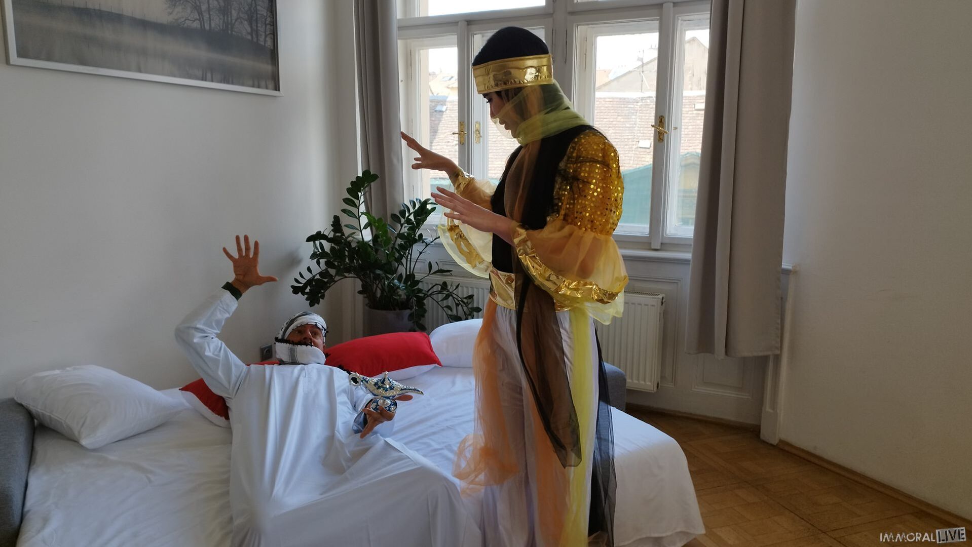 Exotic Genie Demands Big Dick DP Threesome - Part One