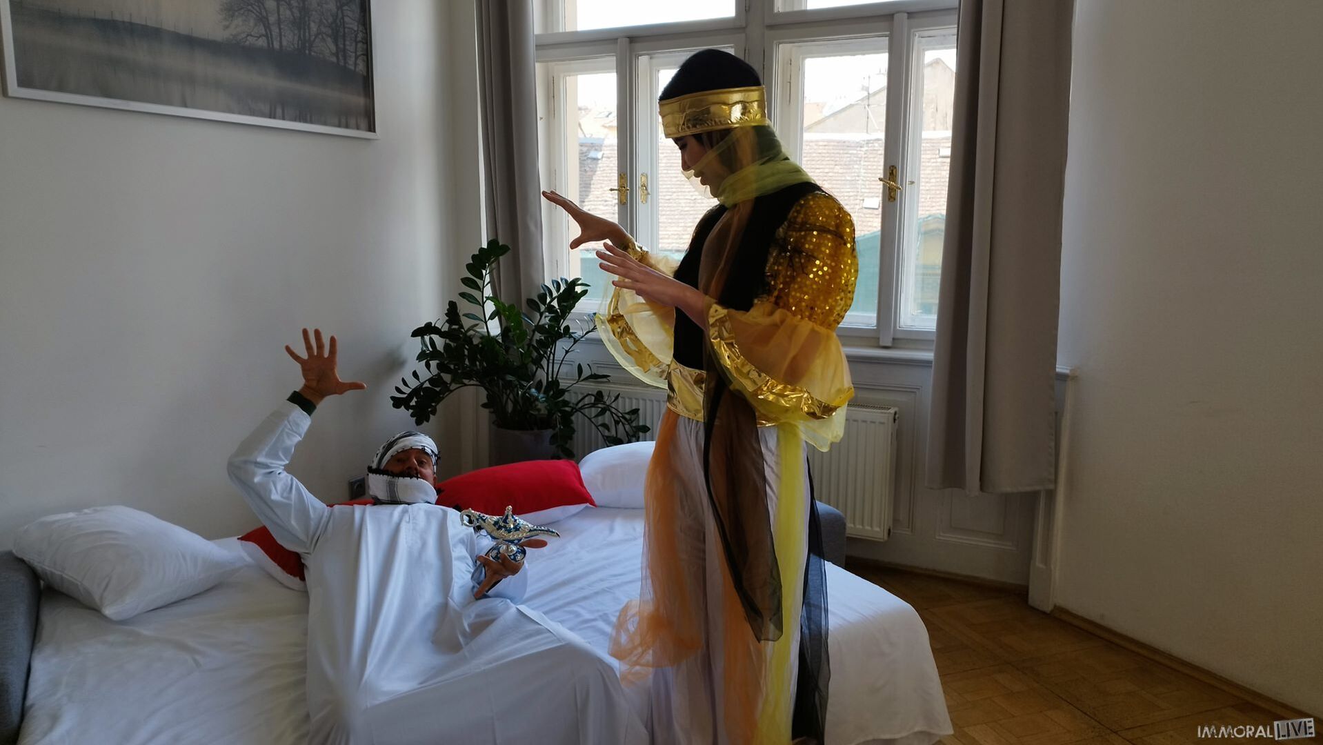Exotic Genie Demands Big Dick DP Threesome - Part One