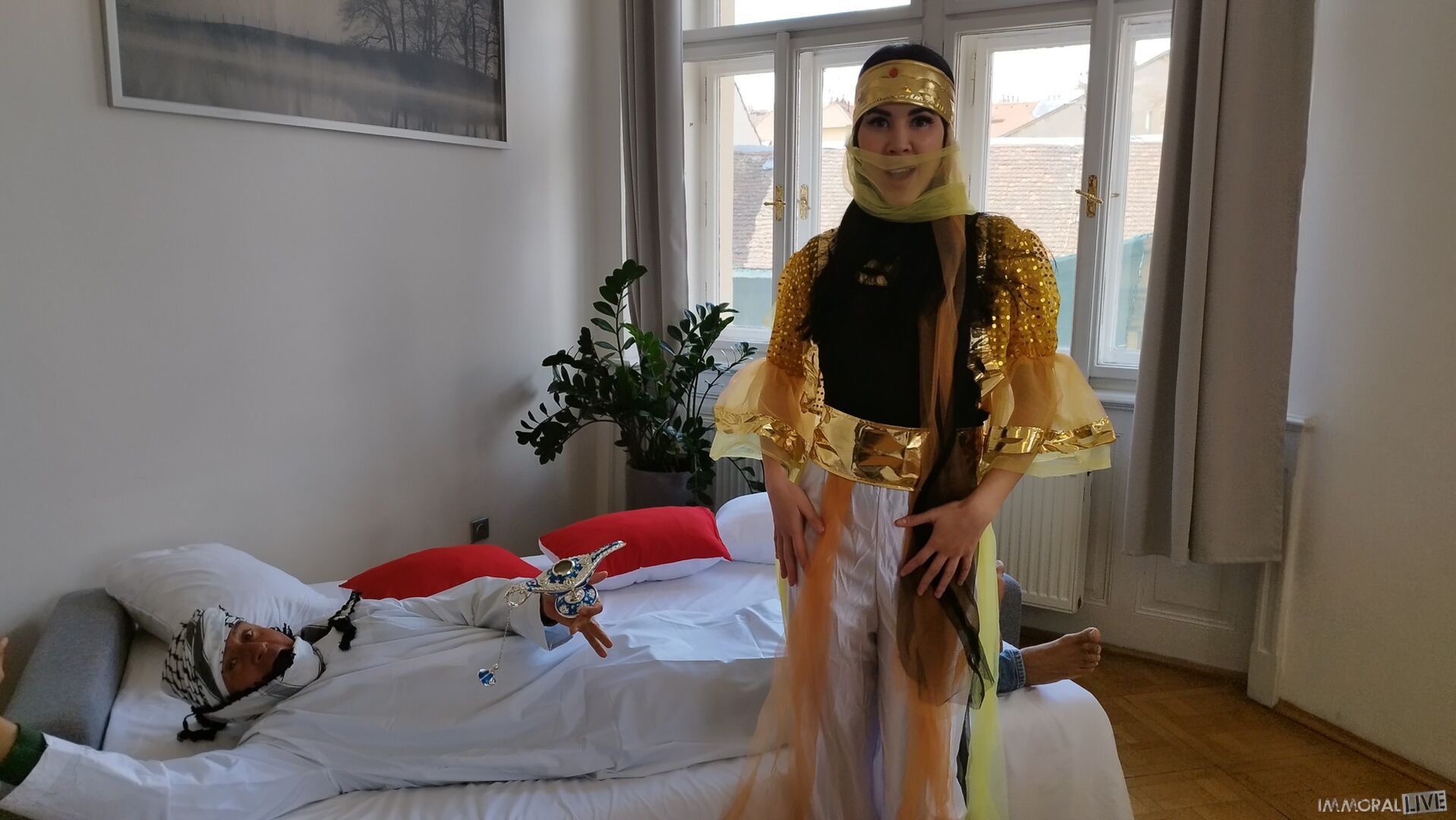 Exotic Genie Demands Big Dick DP Threesome - Part One