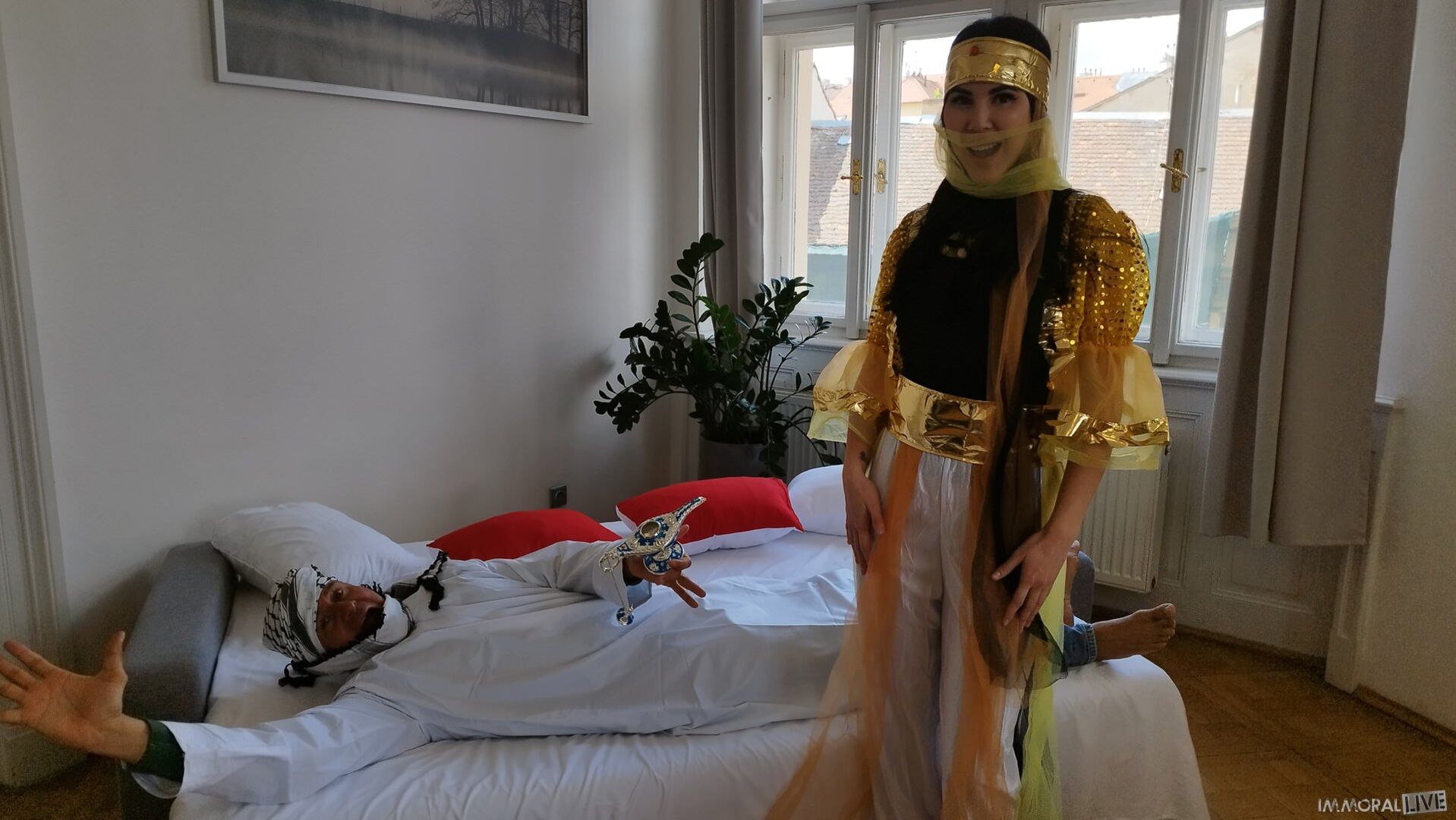 Exotic Genie Demands Big Dick DP Threesome - Part One