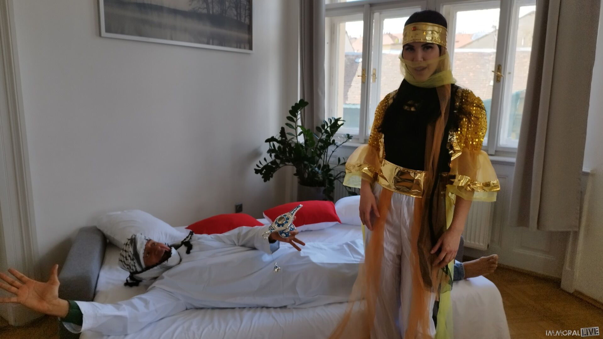 Exotic Genie Demands Big Dick DP Threesome - Part One