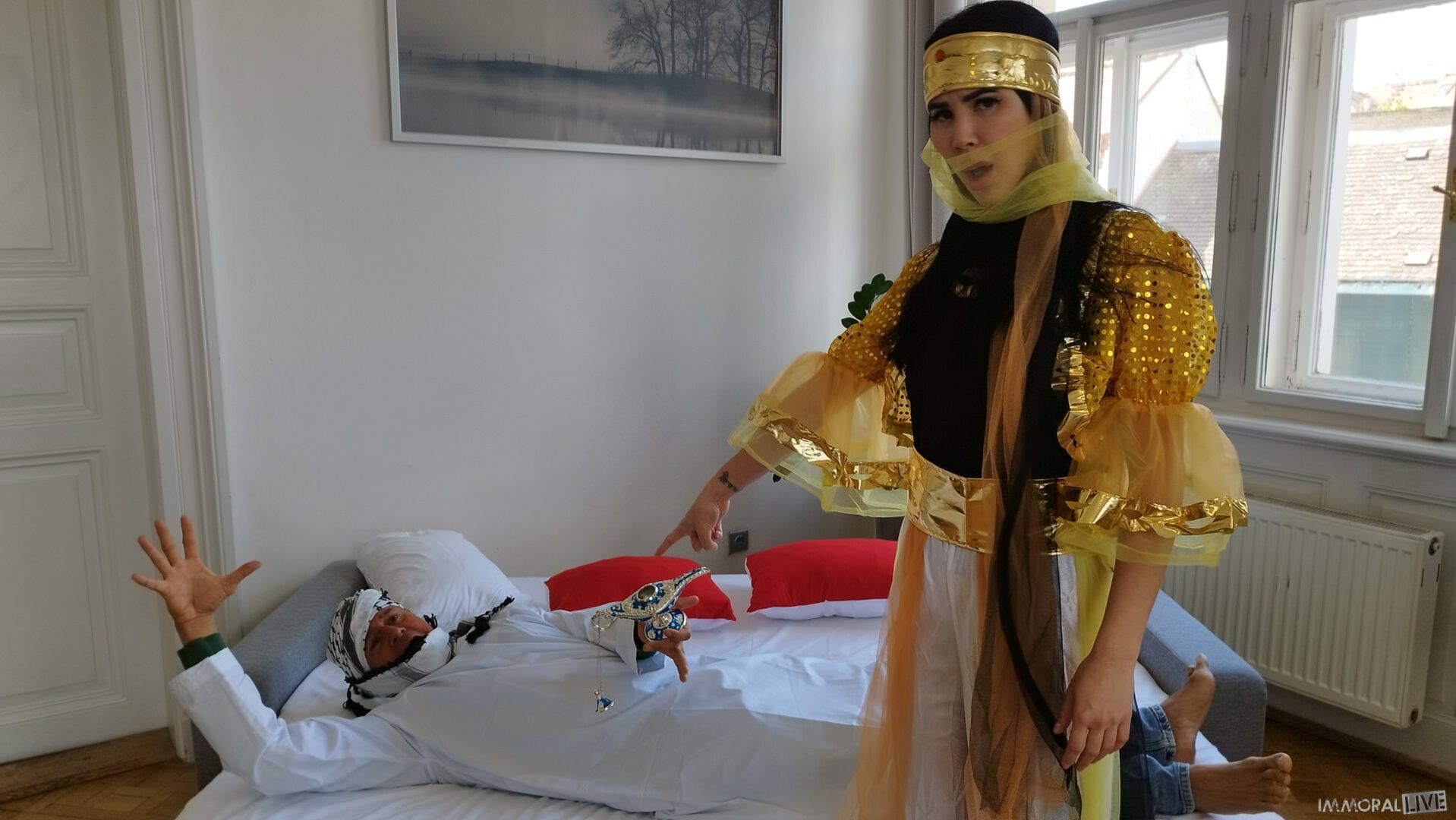 Exotic Genie Demands Big Dick DP Threesome - Part One