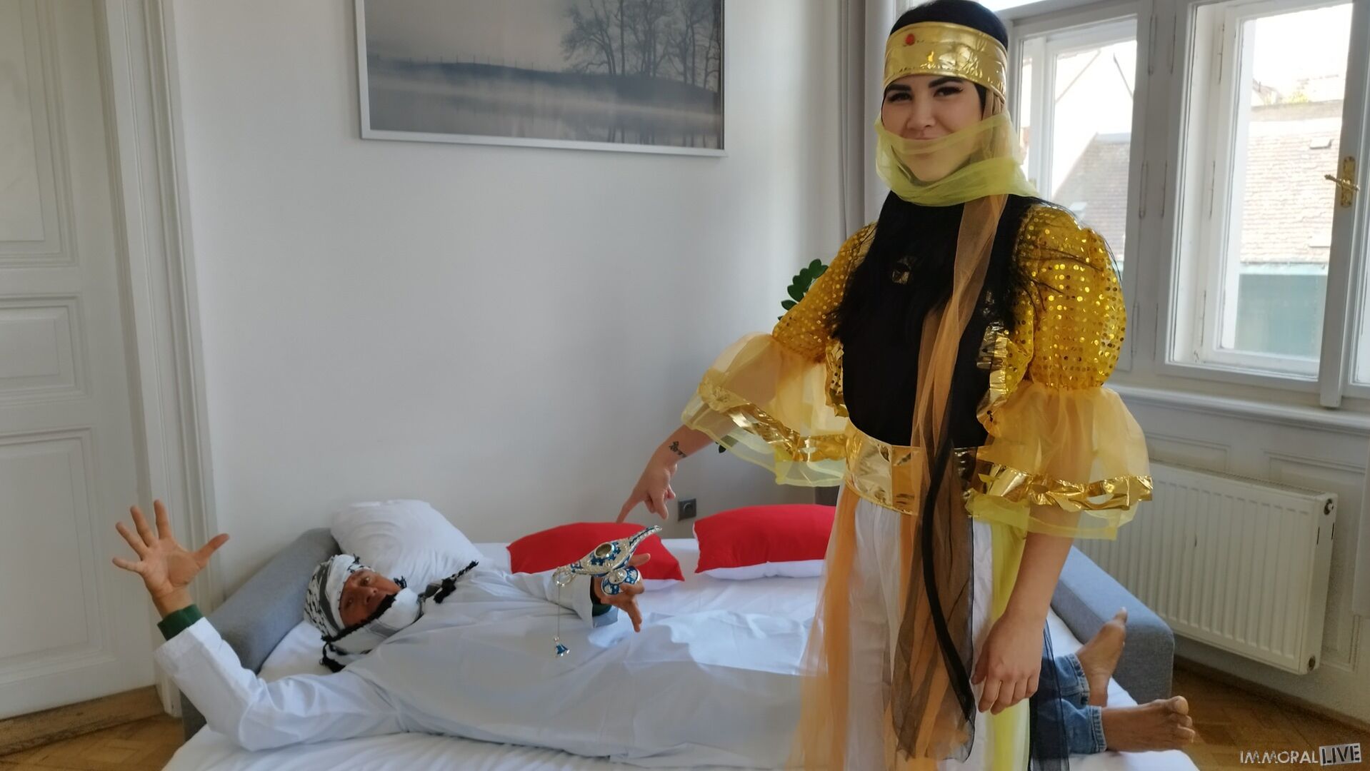 Exotic Genie Demands Big Dick DP Threesome - Part One