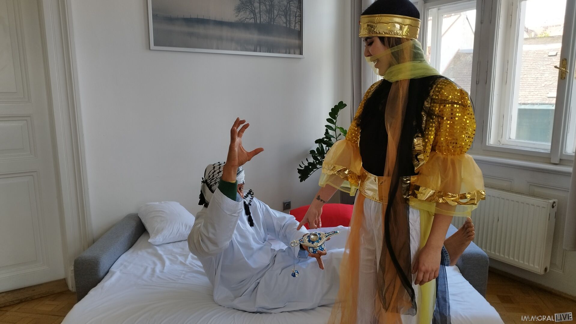 Exotic Genie Demands Big Dick DP Threesome - Part One