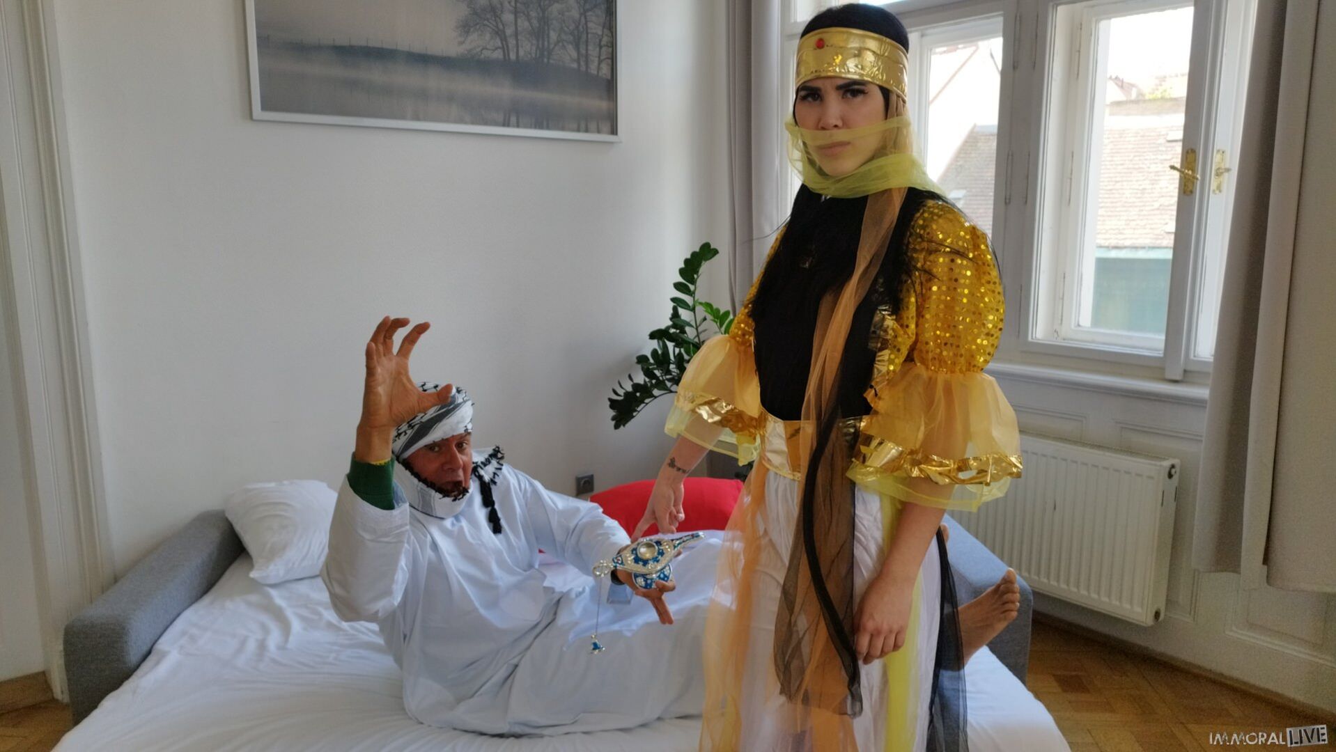 Exotic Genie Demands Big Dick DP Threesome - Part One