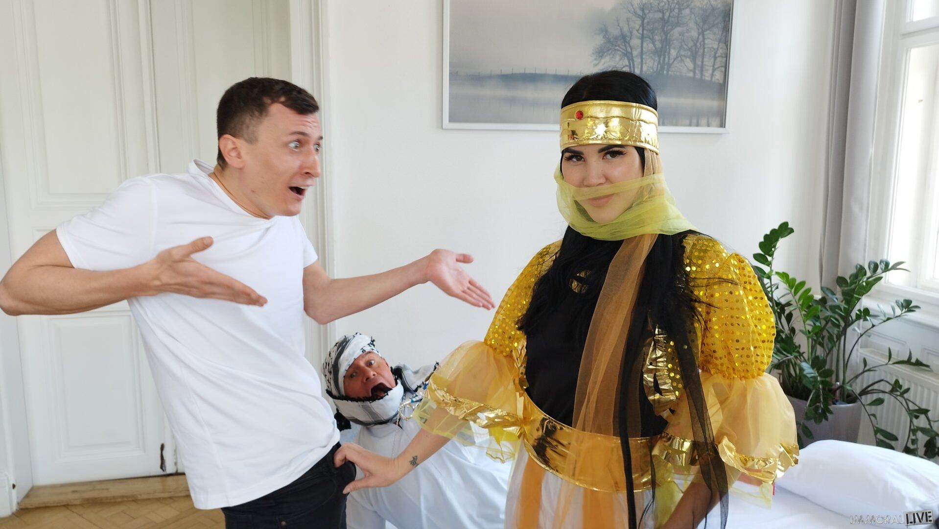 Exotic Genie Demands Big Dick DP Threesome - Part One