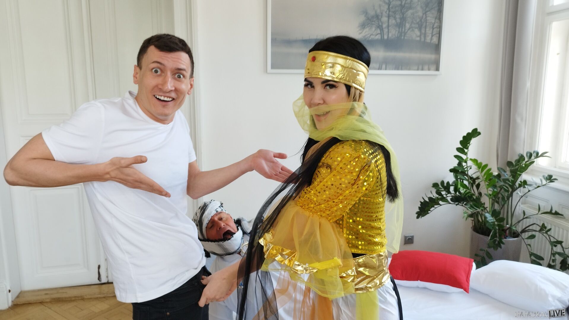 Exotic Genie Demands Big Dick DP Threesome - Part One
