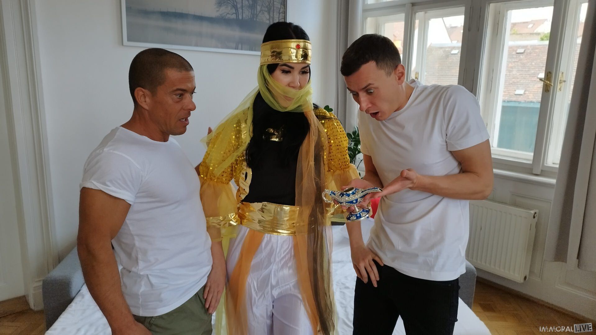 Exotic Genie Demands Big Dick DP Threesome - Part One