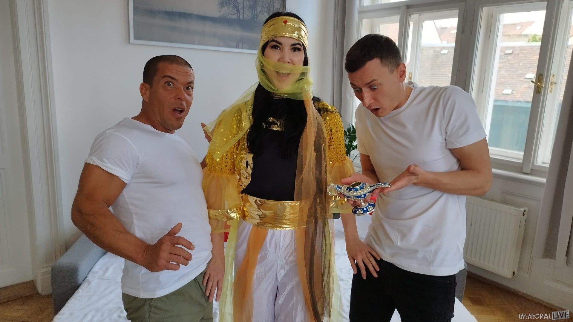 Exotic Genie Demands Big Dick DP Threesome - Part One