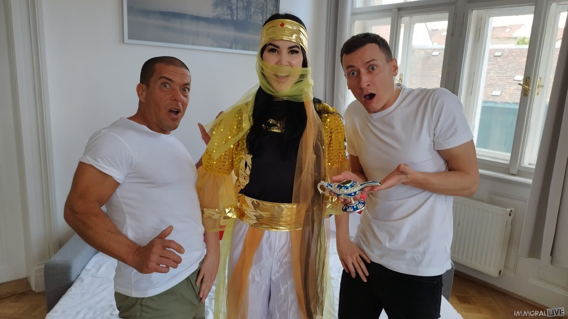 Exotic Genie Demands Big Dick DP Threesome - Part One