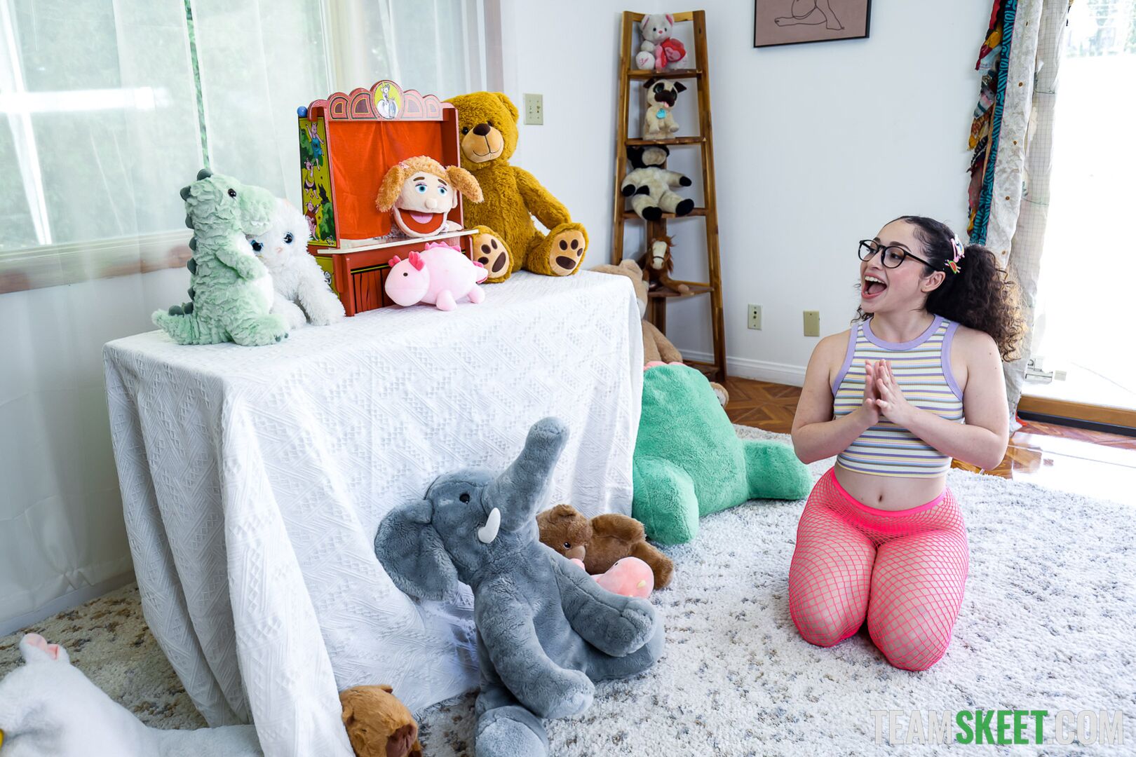 TeamSkeet Debut: Pigtail Cutie Fucks Puppet Master