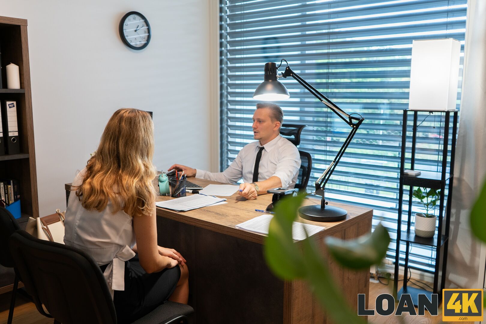 Pervy Loan Shark Almost Got Caught with Horny Client