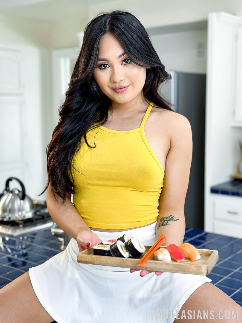On the Menu: Spit Roasting and Cum-Covered Sushi!