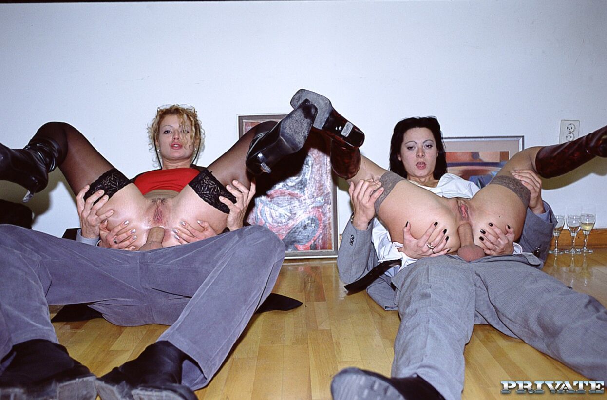 Mimi and Sandra Take on Four Horny Men in an Art Gallery