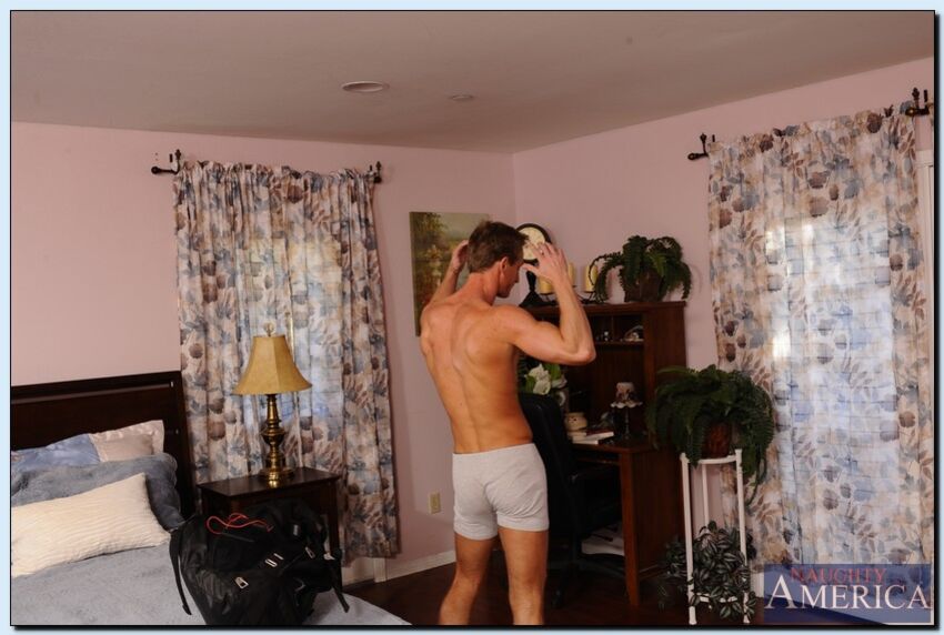 Brenda James fucking in the bedroom with her innie pussy