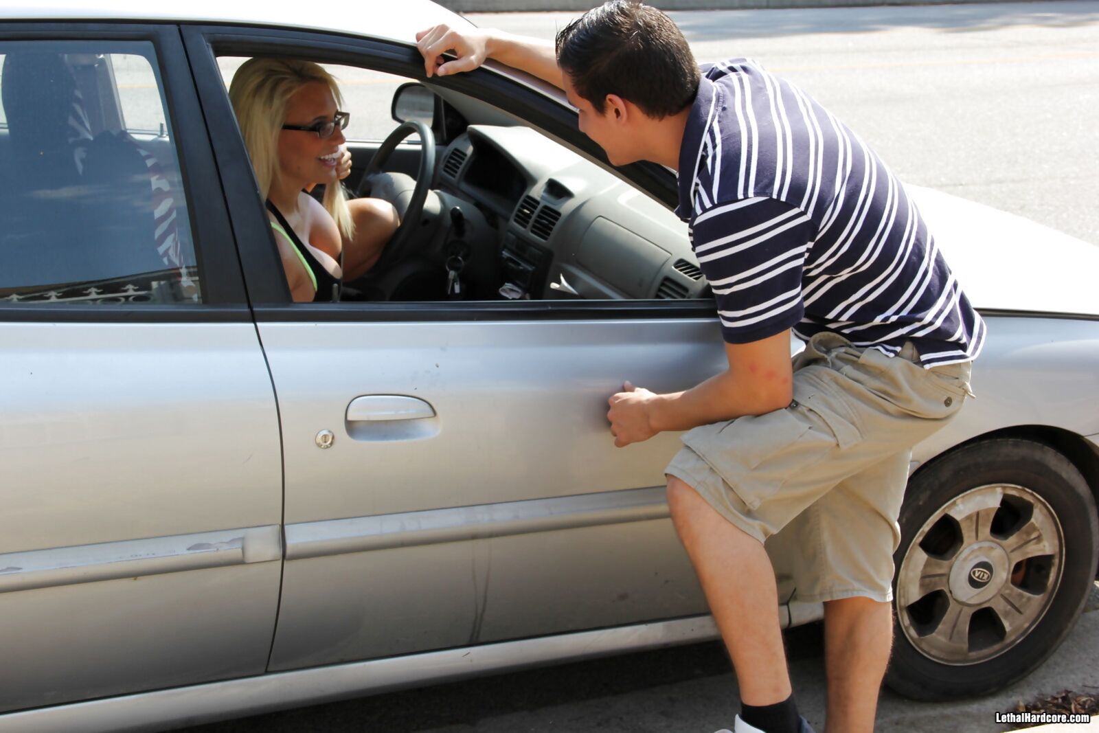 A Hot Chick Is Driving In A Bikini And Is Horny While Driving