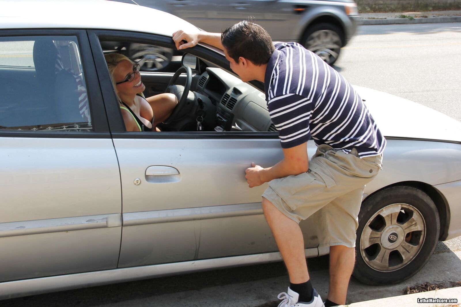 A Hot Chick Is Driving In A Bikini And Is Horny While Driving