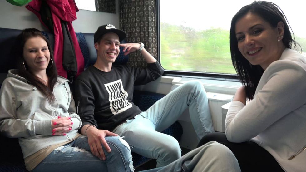 Teenagers fuck on train