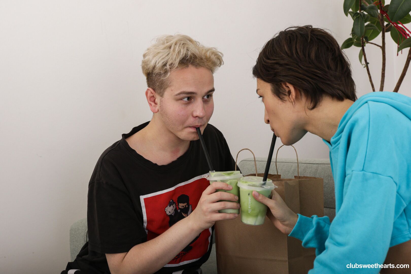 Eating sushi before pussy