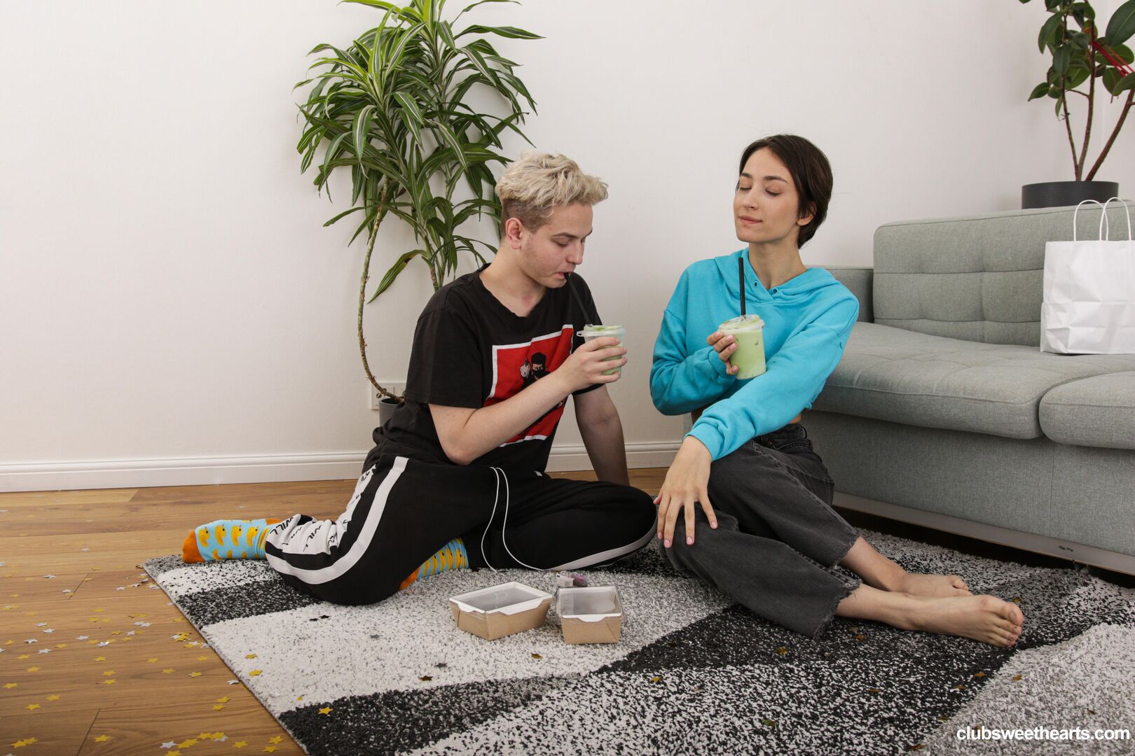 Eating sushi before pussy