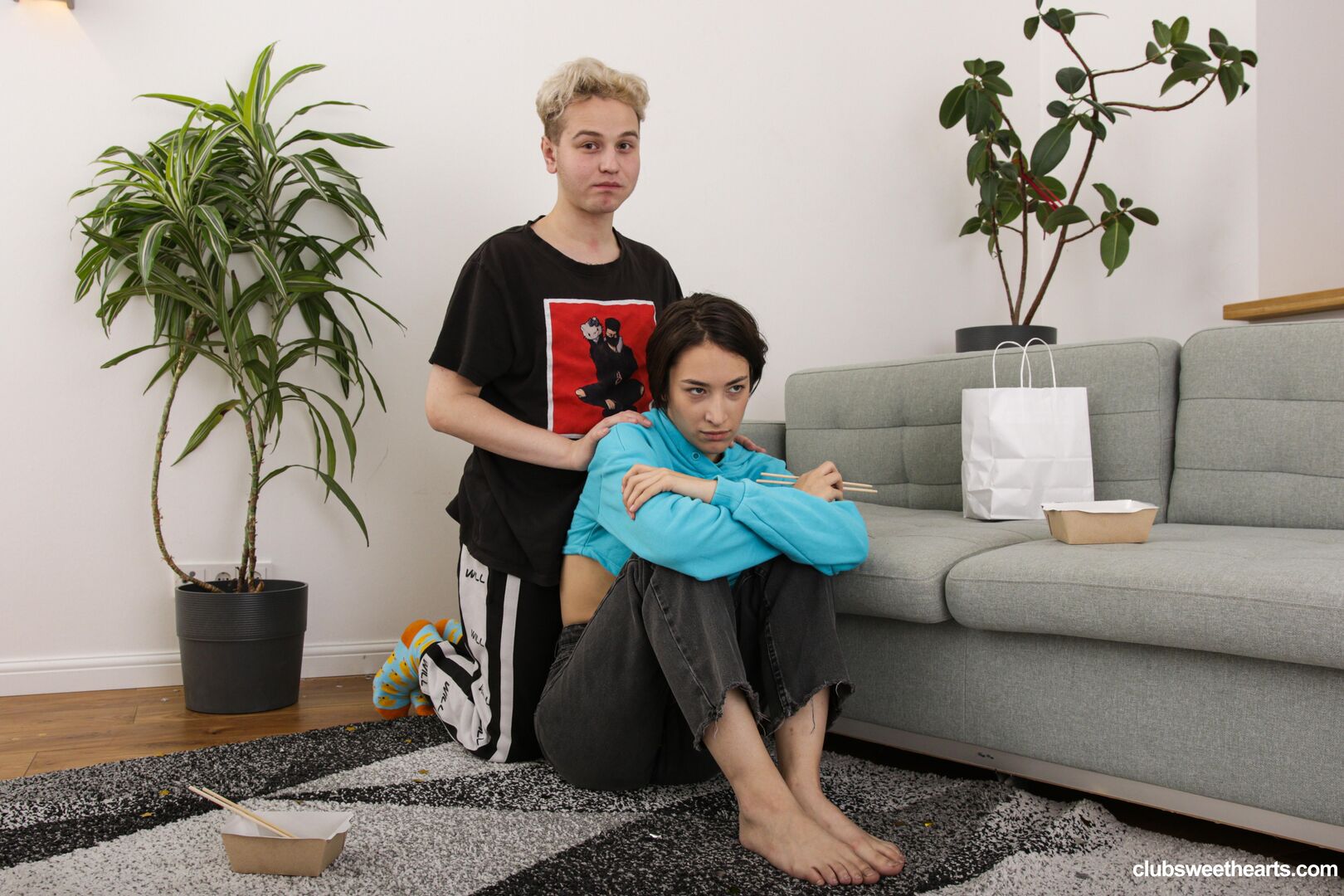 Eating sushi before pussy