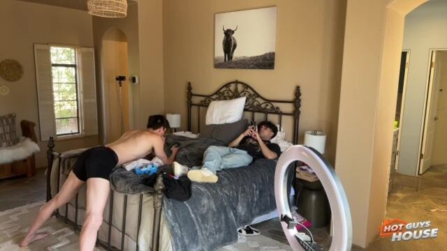 The crew was just hanging out vibing until Rylee Banks cock came out.