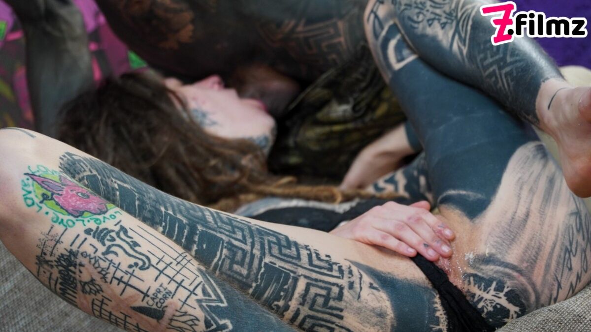 Tattoed couple HARD fucking and ANAL play